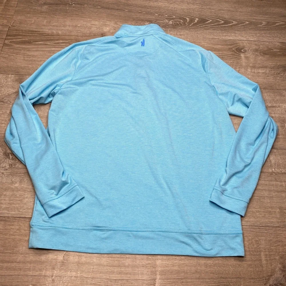 Johnnie-O Vaughn Quarter Zip Mens Large Baja Blue Striped Performance Pullover